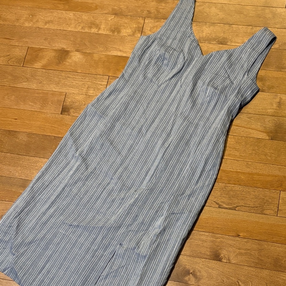 Vintage Blue and White Striped Midi Dress